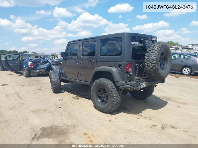 2016 Jeep Wrangler Unlimited Rubicon VIN: 1C4BJWFG4GL243476 Lot: 40202788