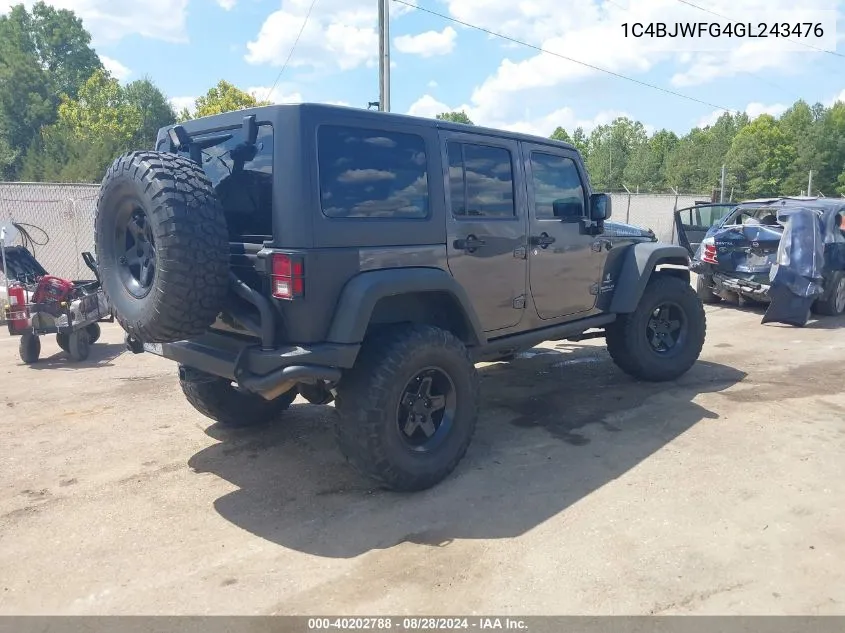 2016 Jeep Wrangler Unlimited Rubicon VIN: 1C4BJWFG4GL243476 Lot: 40202788