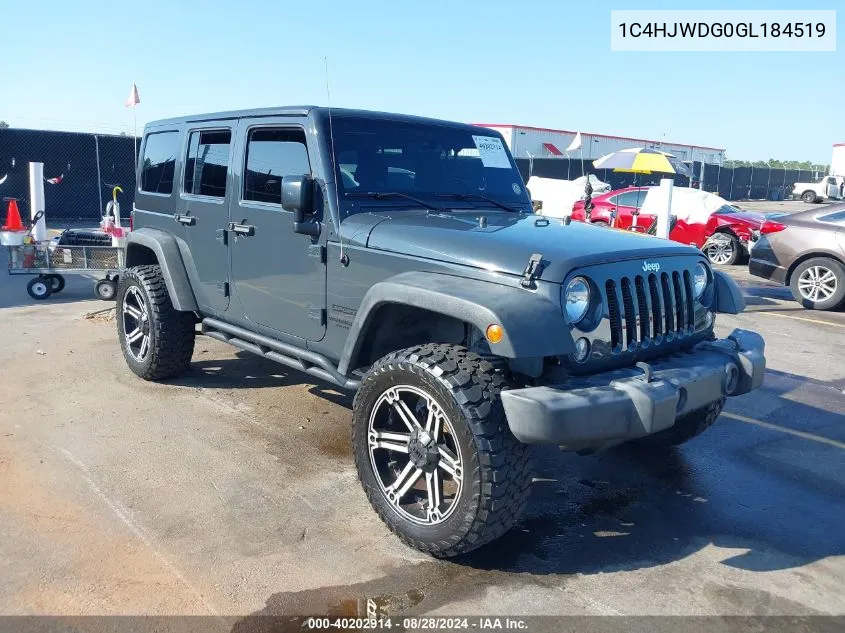 2016 Jeep Wrangler Unlimited Sport VIN: 1C4HJWDG0GL184519 Lot: 40202914