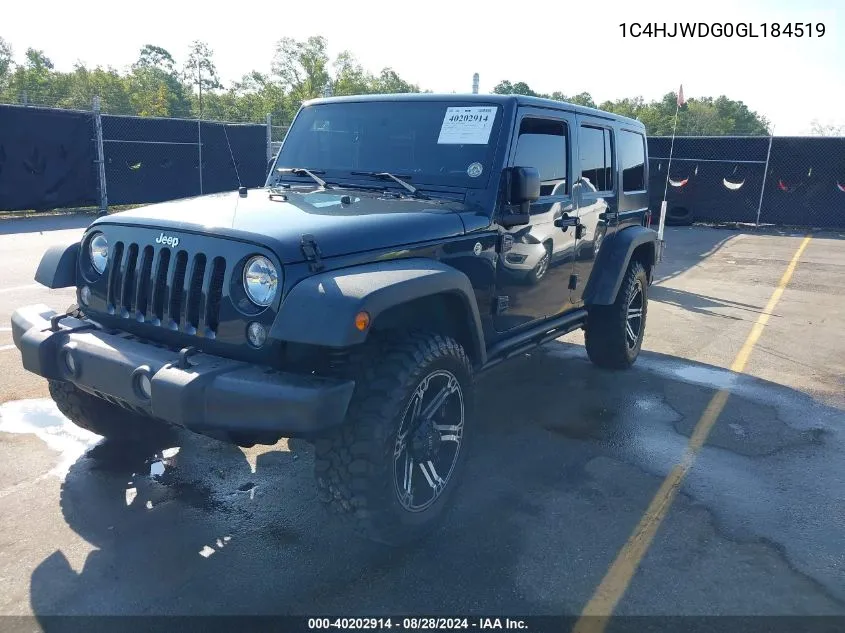 1C4HJWDG0GL184519 2016 Jeep Wrangler Unlimited Sport