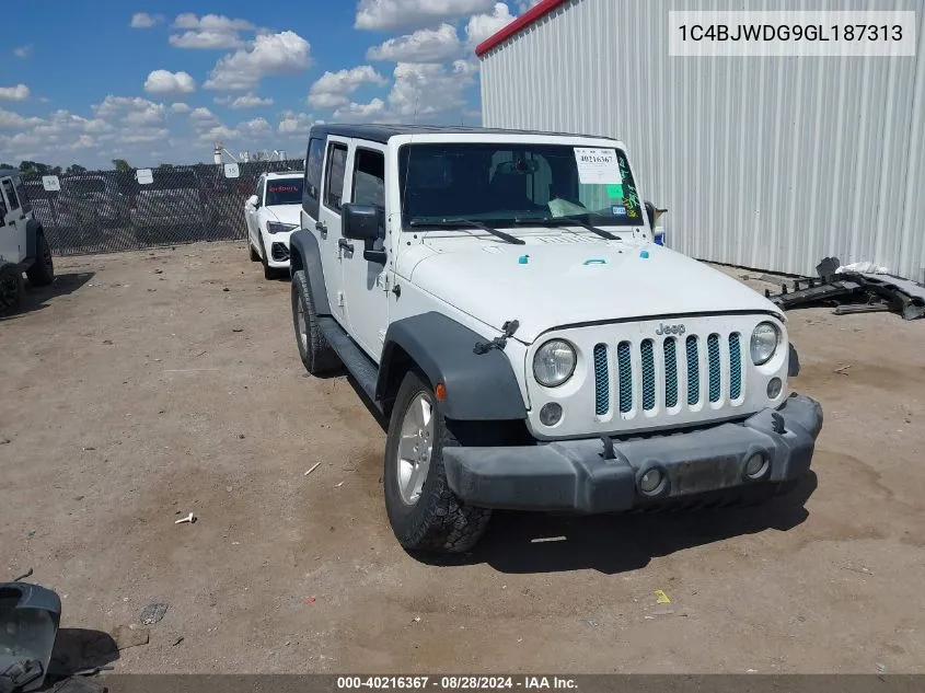 2016 Jeep Wrangler Unlimited Sport VIN: 1C4BJWDG9GL187313 Lot: 40216367