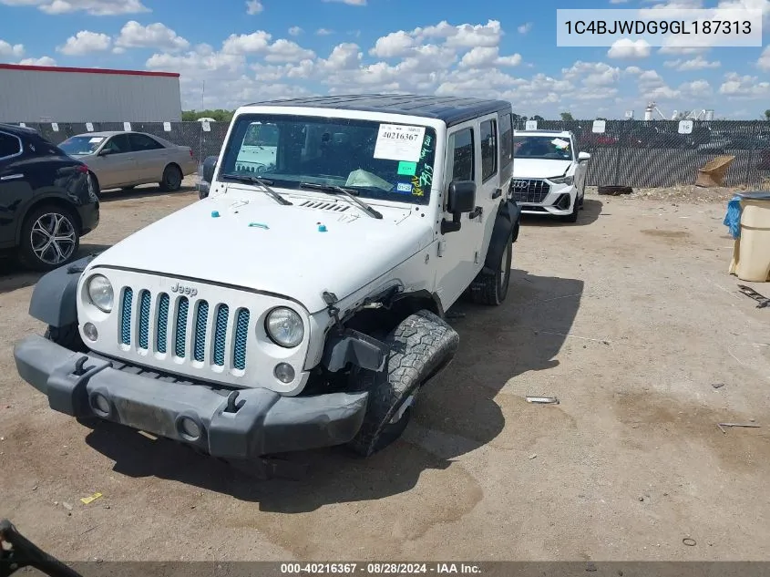 1C4BJWDG9GL187313 2016 Jeep Wrangler Unlimited Sport