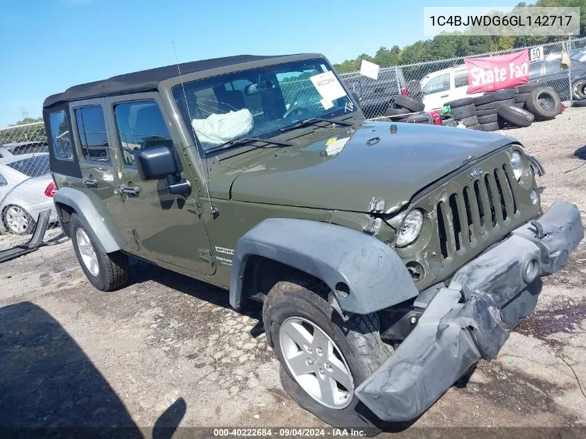 2016 Jeep Wrangler Unlimited Sport VIN: 1C4BJWDG6GL142717 Lot: 40222684