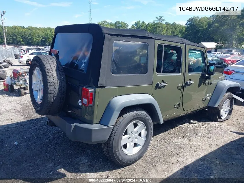 2016 Jeep Wrangler Unlimited Sport VIN: 1C4BJWDG6GL142717 Lot: 40222684