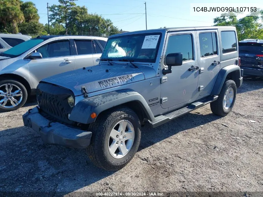 2016 Jeep Wrangler Unlimited Sport VIN: 1C4BJWDG9GL107153 Lot: 40227974