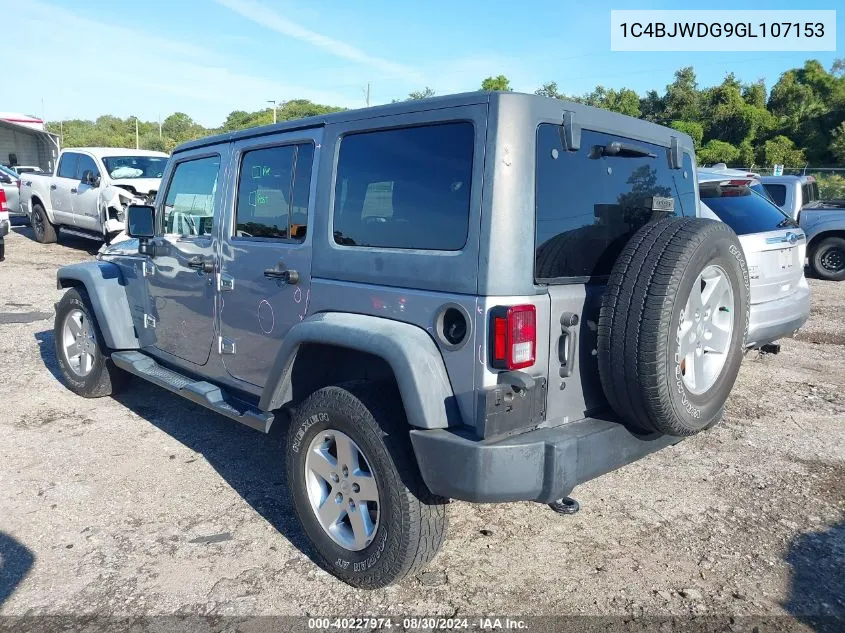 2016 Jeep Wrangler Unlimited Sport VIN: 1C4BJWDG9GL107153 Lot: 40227974