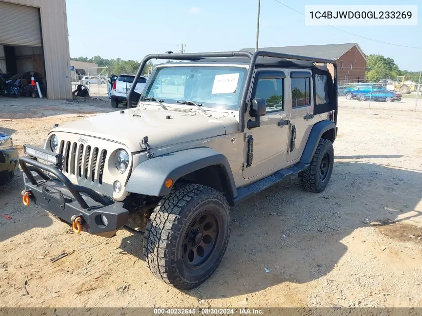 2016 Jeep Wrangler Unlimited Sport VIN: 1C4BJWDG0GL233269 Lot: 40232645