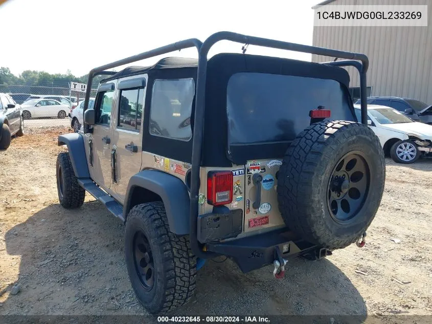 1C4BJWDG0GL233269 2016 Jeep Wrangler Unlimited Sport