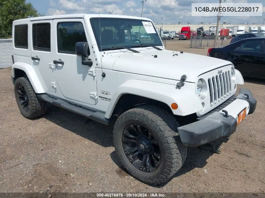 2016 Jeep Wrangler Unlimited Sahara VIN: 1C4BJWEG5GL228017 Lot: 40276076