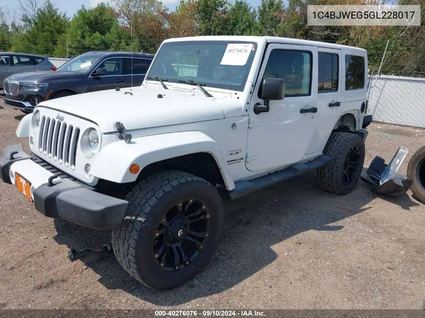 2016 Jeep Wrangler Unlimited Sahara VIN: 1C4BJWEG5GL228017 Lot: 40276076