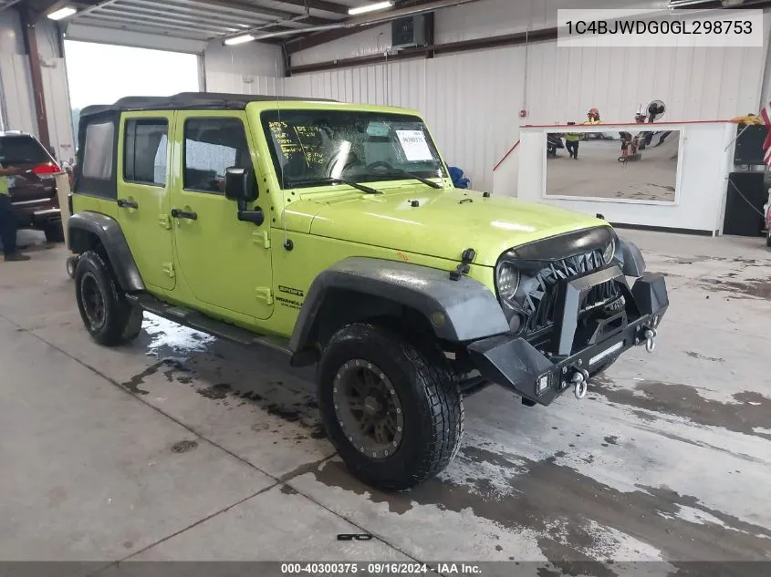 2016 Jeep Wrangler Unlimited Sport VIN: 1C4BJWDG0GL298753 Lot: 40300375