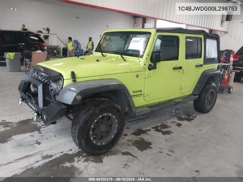 2016 Jeep Wrangler Unlimited Sport VIN: 1C4BJWDG0GL298753 Lot: 40300375