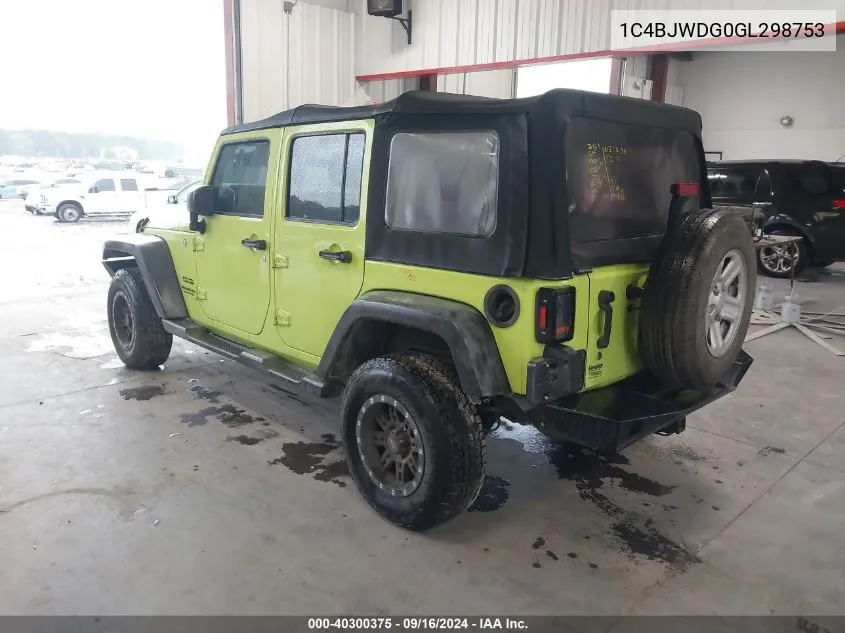 2016 Jeep Wrangler Unlimited Sport VIN: 1C4BJWDG0GL298753 Lot: 40300375