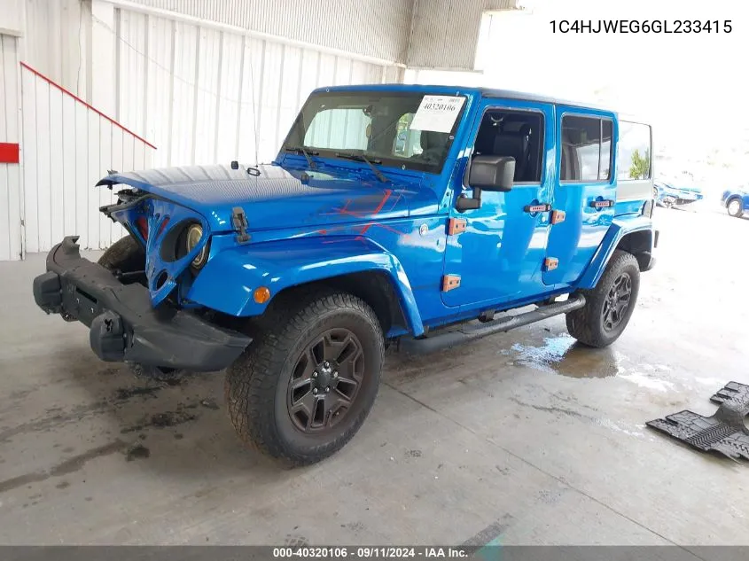 1C4HJWEG6GL233415 2016 Jeep Wrangler Unlimited Sahara