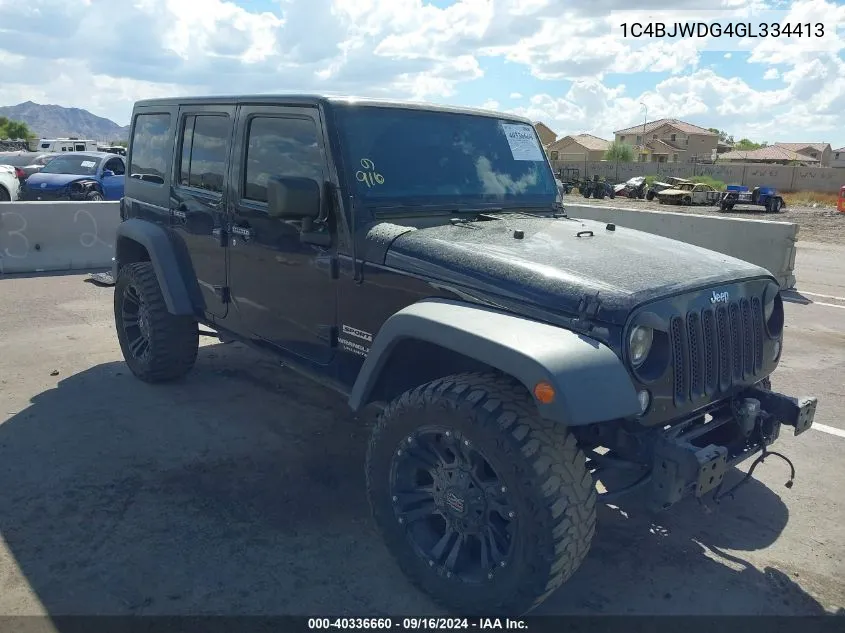 2016 Jeep Wrangler Unlimited Sport VIN: 1C4BJWDG4GL334413 Lot: 40336660