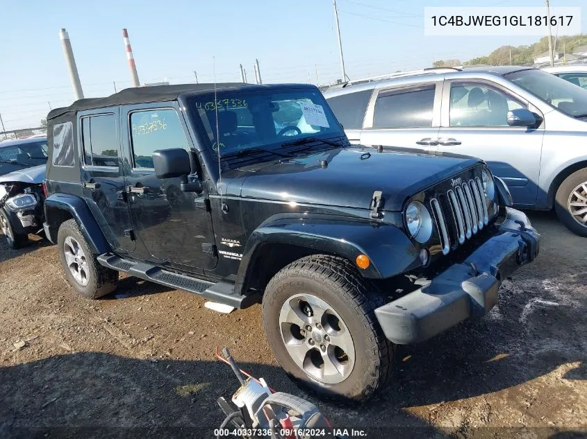 2016 Jeep Wrangler Unlimited Sahara VIN: 1C4BJWEG1GL181617 Lot: 40337336