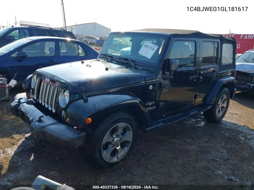 1C4BJWEG1GL181617 2016 Jeep Wrangler Unlimited Sahara