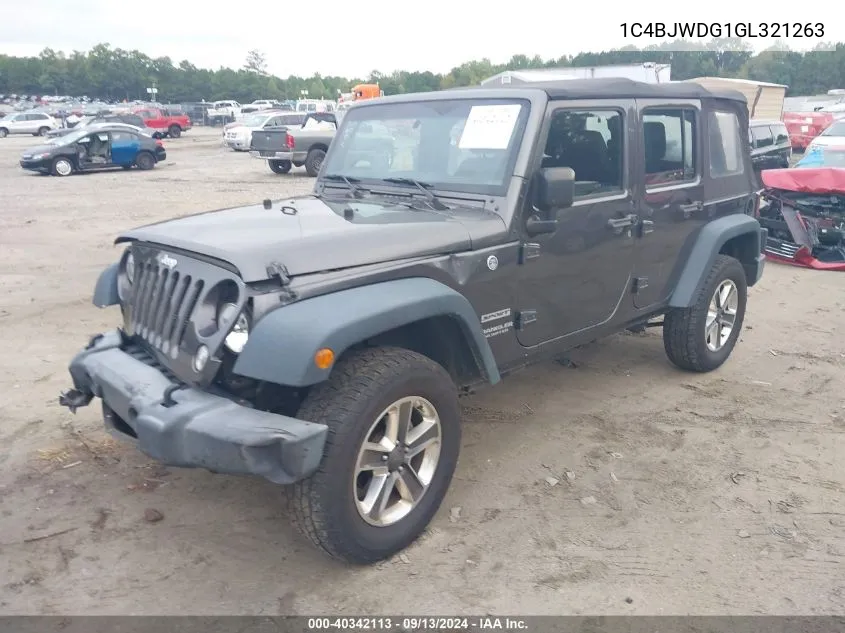 2016 Jeep Wrangler Unlimited Sport VIN: 1C4BJWDG1GL321263 Lot: 40342113