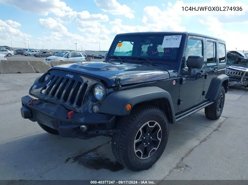 1C4HJWFGXGL274936 2016 Jeep Wrangler Unlimited Rubicon Hard Rock