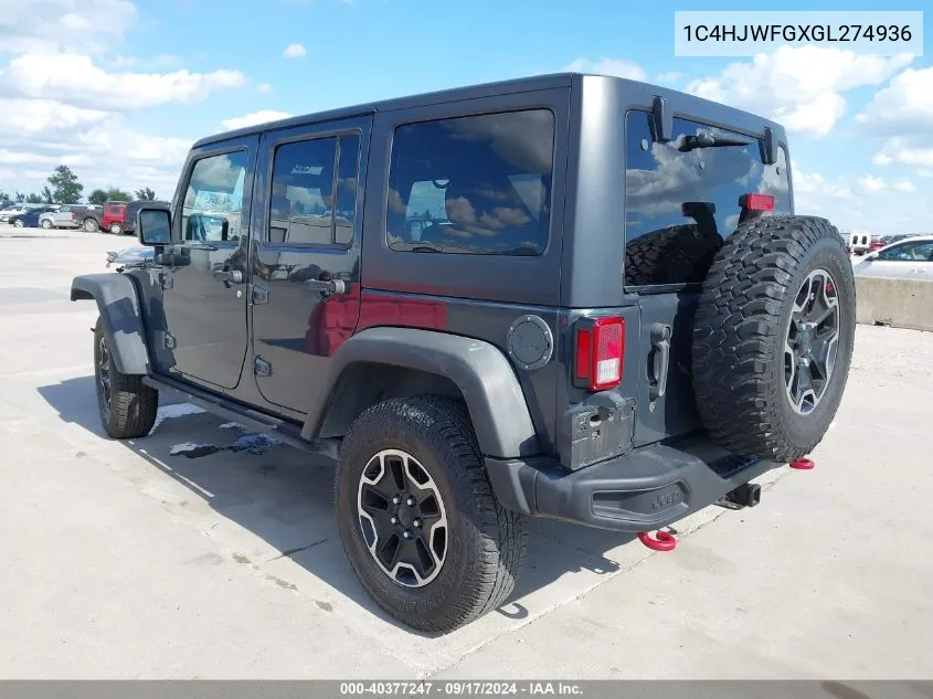 1C4HJWFGXGL274936 2016 Jeep Wrangler Unlimited Rubicon Hard Rock