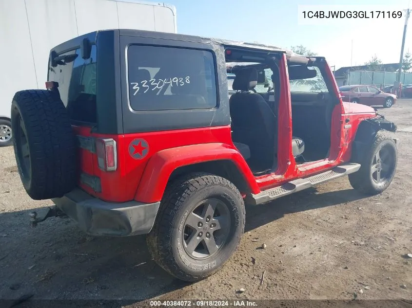 1C4BJWDG3GL171169 2016 Jeep Wrangler Unlimited Freedom