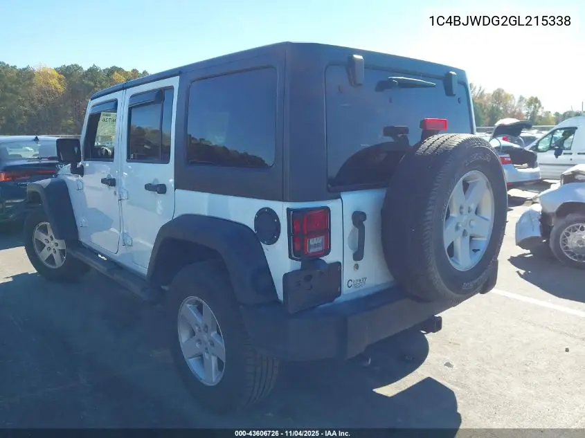 1C4BJWDG2GL215338 2016 Jeep Wrangler Unlimited Sport