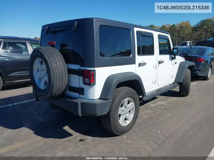 1C4BJWDG2GL215338 2016 Jeep Wrangler Unlimited Sport
