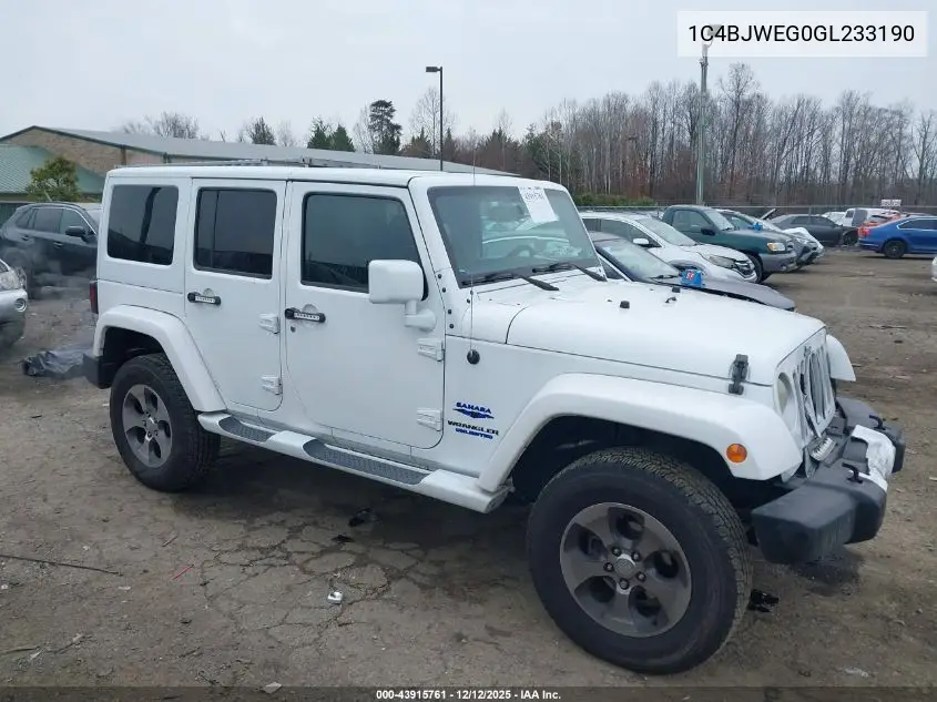 1C4BJWEG0GL233190 2016 Jeep Wrangler Unlimited Sahara