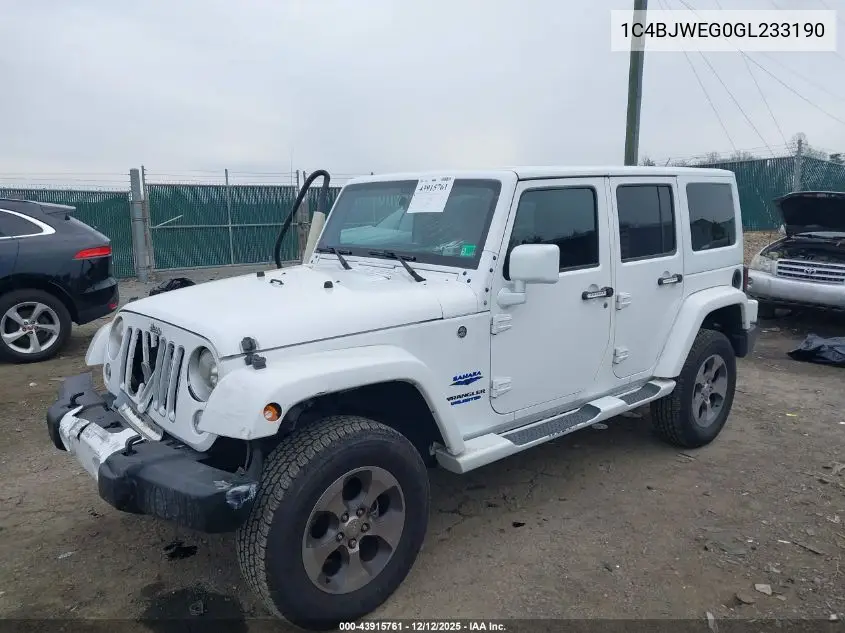 1C4BJWEG0GL233190 2016 Jeep Wrangler Unlimited Sahara