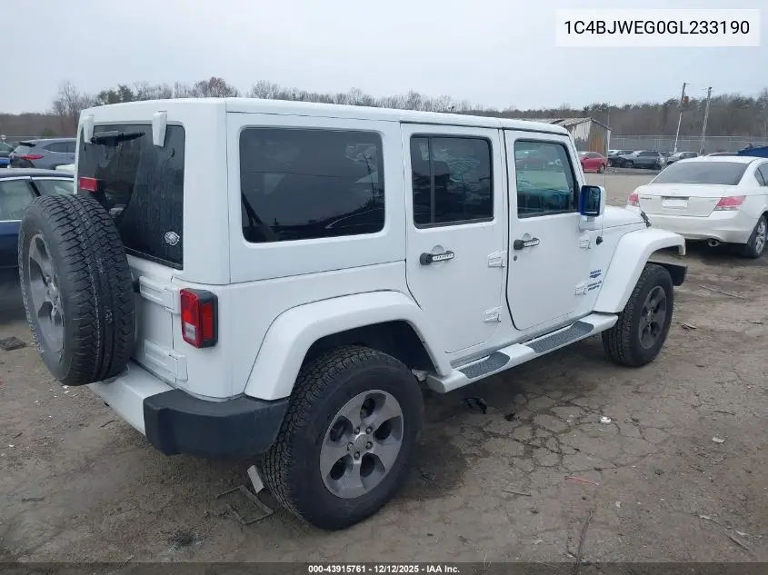 1C4BJWEG0GL233190 2016 Jeep Wrangler Unlimited Sahara