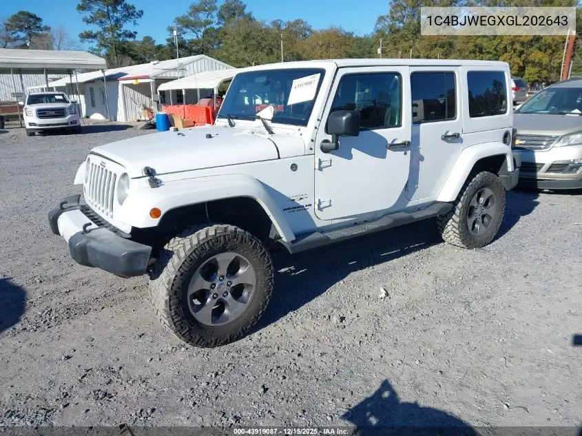 1C4BJWEGXGL202643 2016 Jeep Wrangler Unlimited Sahara