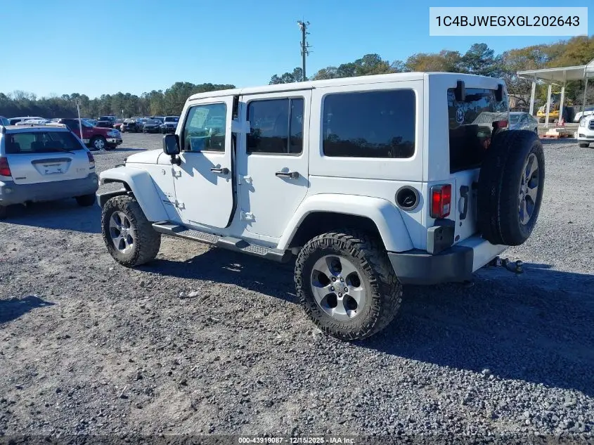 1C4BJWEGXGL202643 2016 Jeep Wrangler Unlimited Sahara