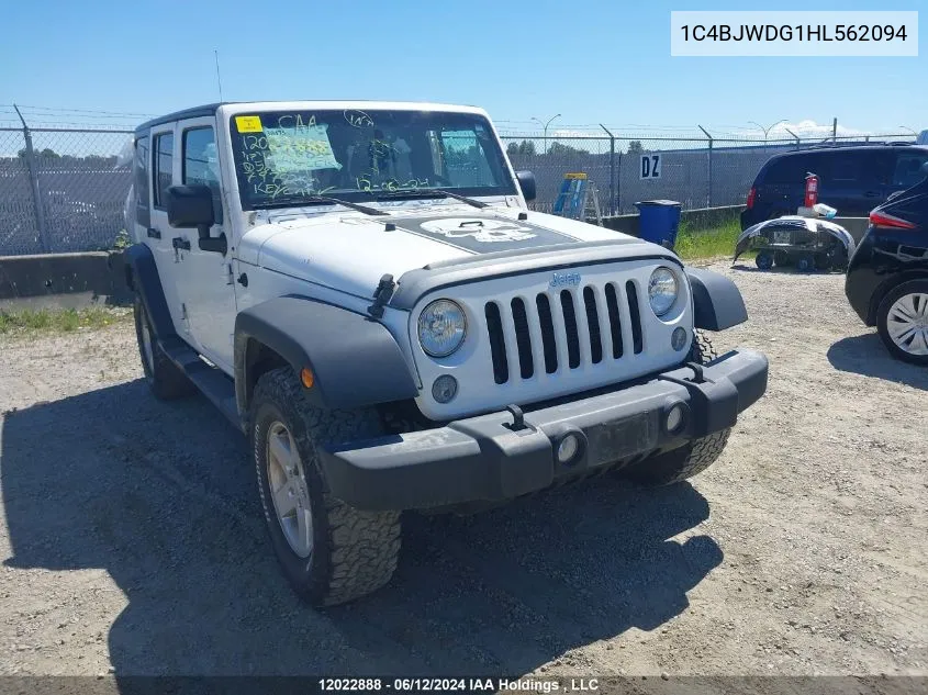 2017 Jeep Wrangler Unlimited Sport VIN: 1C4BJWDG1HL562094 Lot: 12022888