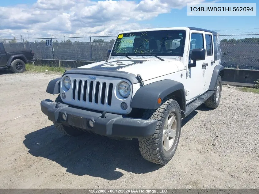 2017 Jeep Wrangler Unlimited Sport VIN: 1C4BJWDG1HL562094 Lot: 12022888