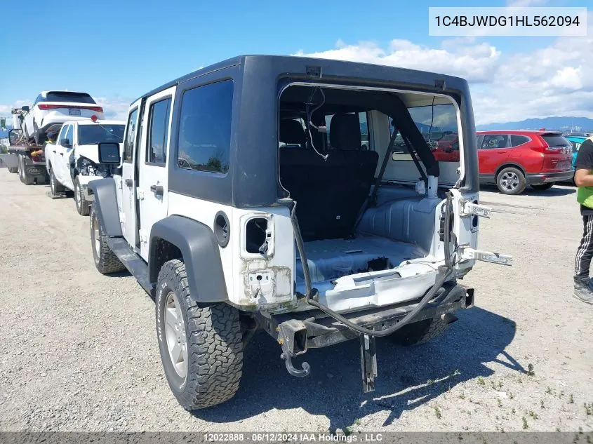 2017 Jeep Wrangler Unlimited Sport VIN: 1C4BJWDG1HL562094 Lot: 12022888