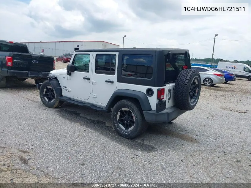 2017 Jeep Wrangler Unlimited Sport 4X4 VIN: 1C4HJWDG6HL721511 Lot: 39570727