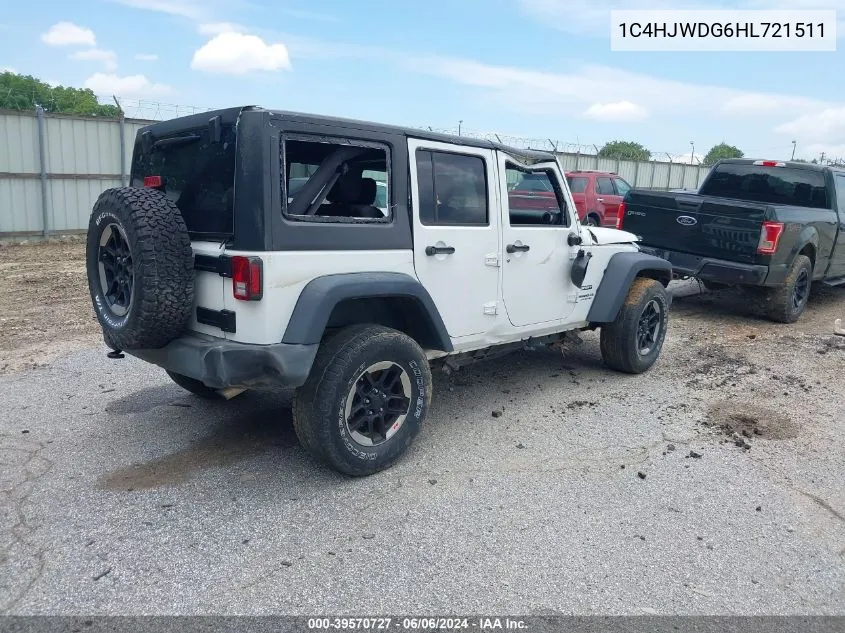 1C4HJWDG6HL721511 2017 Jeep Wrangler Unlimited Sport 4X4