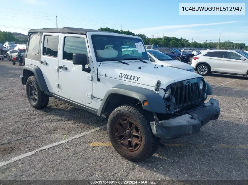 2017 Jeep Wrangler Unlimited Sport VIN: 1C4BJWDG9HL512947 Lot: 39764691