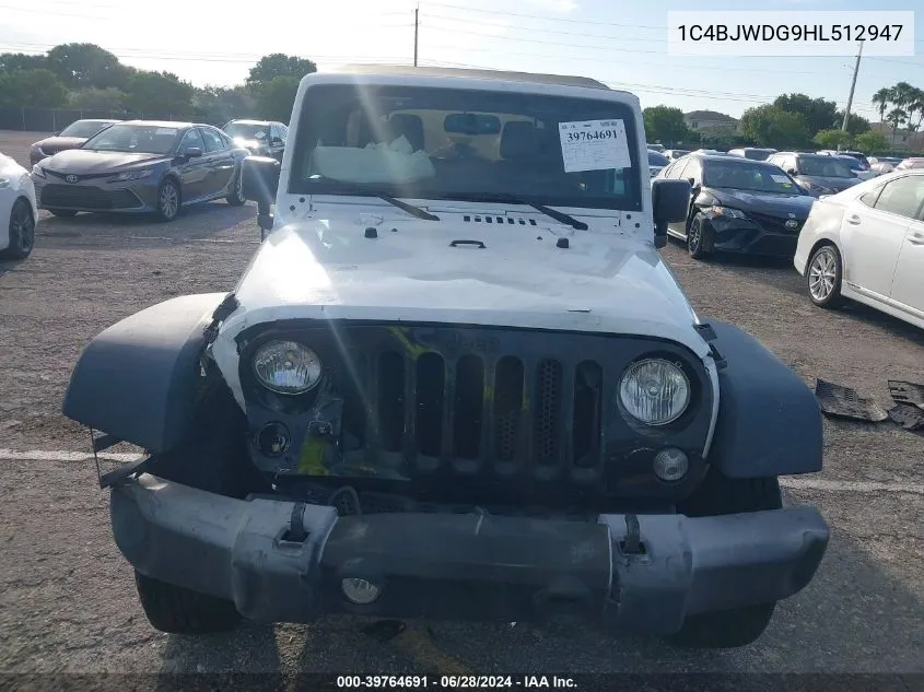 1C4BJWDG9HL512947 2017 Jeep Wrangler Unlimited Sport