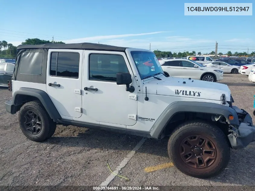 1C4BJWDG9HL512947 2017 Jeep Wrangler Unlimited Sport