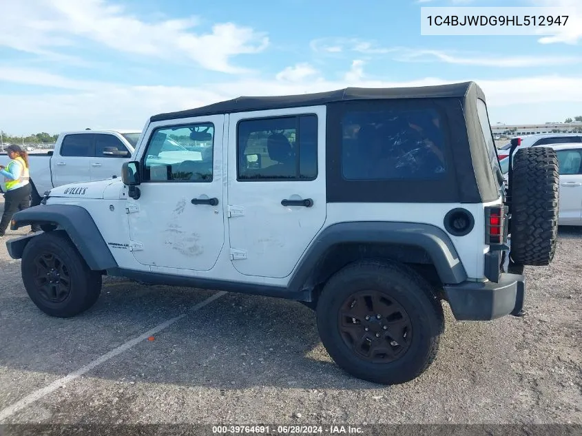 1C4BJWDG9HL512947 2017 Jeep Wrangler Unlimited Sport