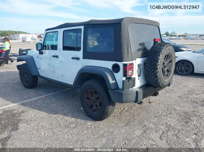 1C4BJWDG9HL512947 2017 Jeep Wrangler Unlimited Sport