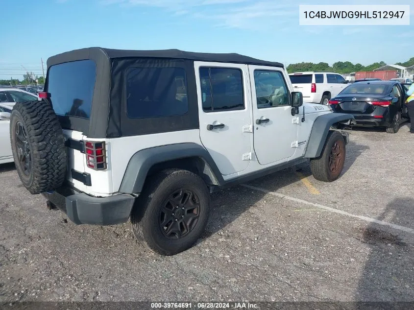 1C4BJWDG9HL512947 2017 Jeep Wrangler Unlimited Sport