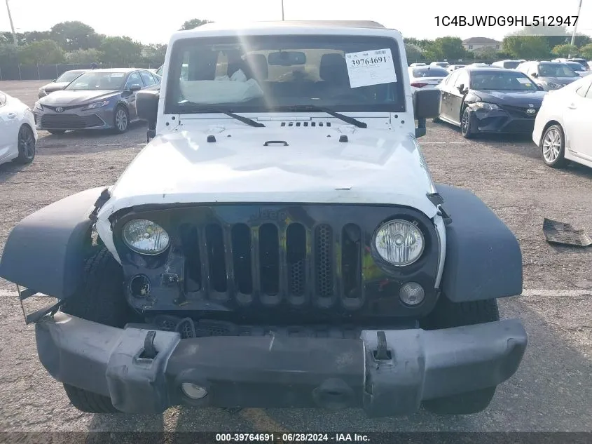 1C4BJWDG9HL512947 2017 Jeep Wrangler Unlimited Sport