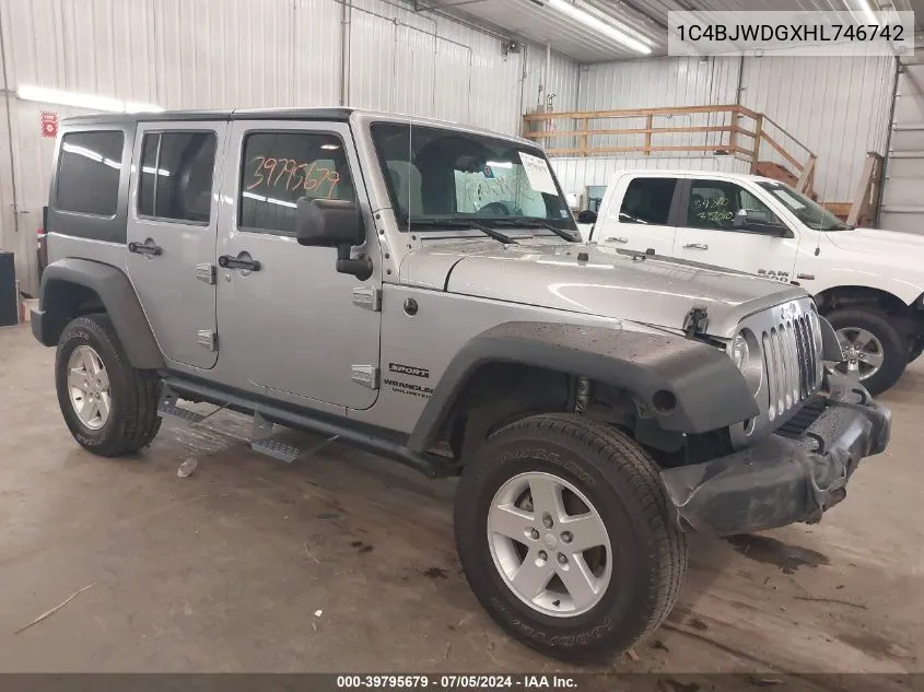 1C4BJWDGXHL746742 2017 Jeep Wrangler Unlimited Sport 4X4