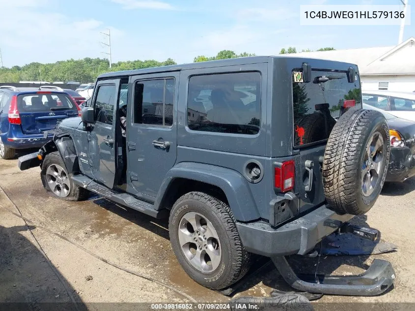 2017 Jeep Wrangler Unlimited Sahara 4X4 VIN: 1C4BJWEG1HL579136 Lot: 39816052