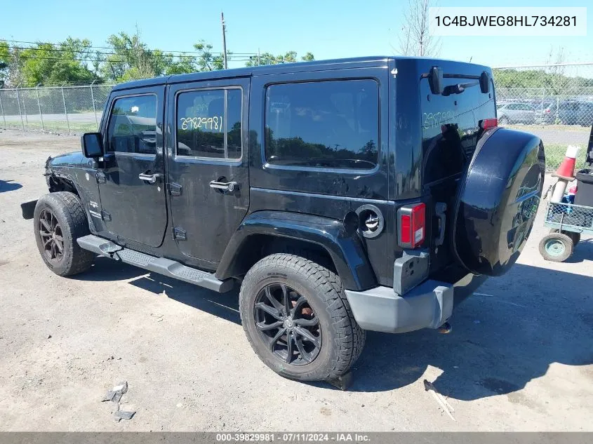 2017 Jeep Wrangler Unlimited Sahara 4X4 VIN: 1C4BJWEG8HL734281 Lot: 39829981