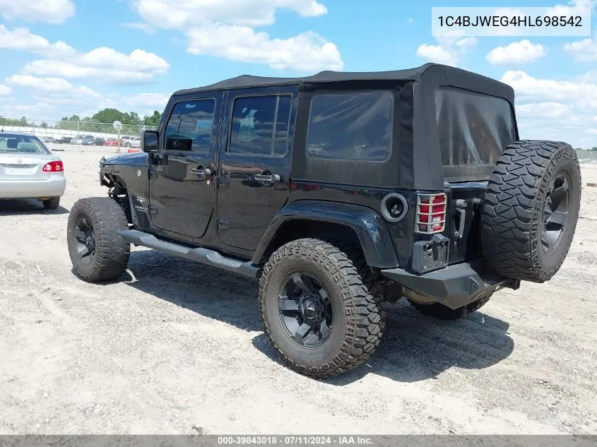 2017 Jeep Wrangler Unlimited Sahara 4X4 VIN: 1C4BJWEG4HL698542 Lot: 39843018