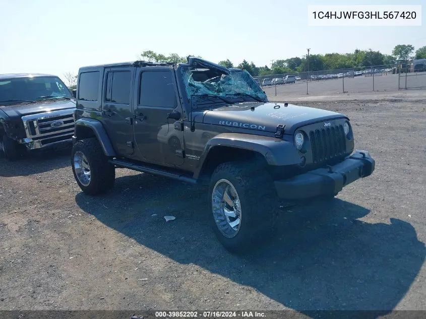 1C4HJWFG3HL567420 2017 Jeep Wrangler Unlimited Rubicon