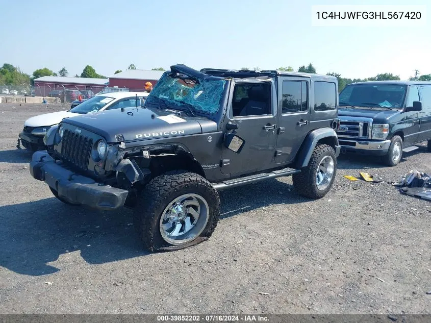 2017 Jeep Wrangler Unlimited Rubicon VIN: 1C4HJWFG3HL567420 Lot: 39852202